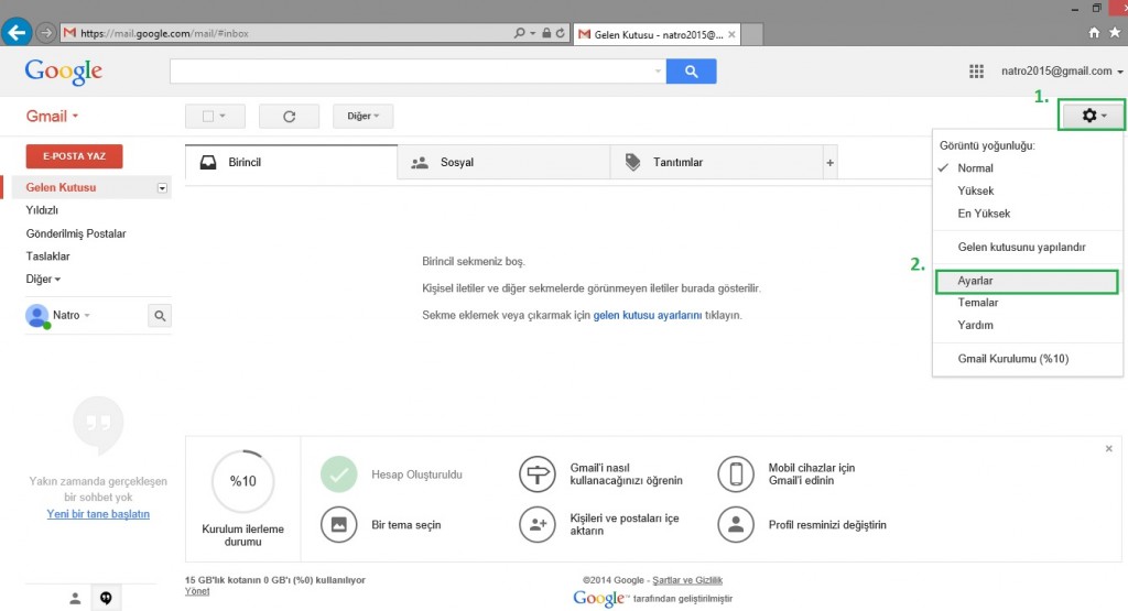 Gmail Üzerine E-posta Kurulumu