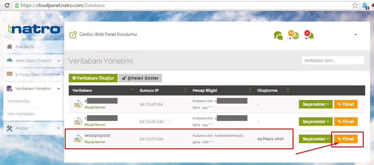 mysql veritabanı kullanımı