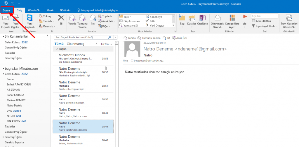 outlook yedekten geri yükleme